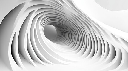 Fototapete - Abstract White Tunnel with Curved Lines Creating a Flowing Movement Background for Modern Designs and Art Concepts