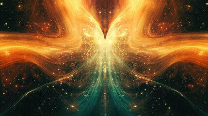 Poster - Vibrant Abstract Cosmic Energy Background with Flowing Light Effects and Sparkling Stars