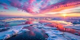 Pink Dawn: Aerial View of Drifting Ice