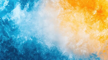 Poster - Vibrant Blue Orange Yellow Abstract Gradient Background with Textured Noise Effects
