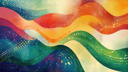 Poster - A colorful, abstract representation of electromagnetic waves affecting radio signals and Wi-Fi networks in a connected world.