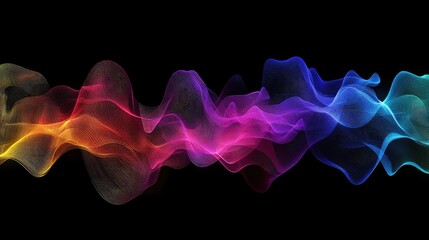 Poster - A colorful, abstract representation of electromagnetic waves affecting radio signals and Wi-Fi networks in a connected world.