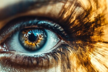 Poster - This mesmerizing close-up of a human eye showcases intricate details and rich colors, reflecting intense emotions and the beauty of human connection with the world around.