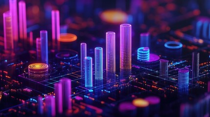 Poster - A dynamic visual representation of data through colorful bar graphs and pie charts, showcasing the importance of graphic design in presenting information effectively