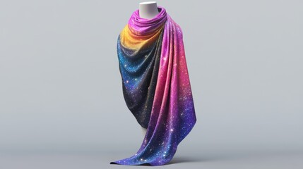Wall Mural - Mockup of a custom scarf with a galaxy pattern draped over a minimalist mannequin