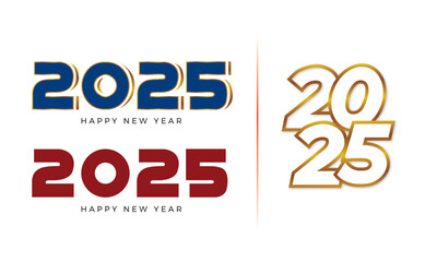 Wall Mural - happy new year 2025, typography logo design concept. happy new year 2025, for seasonal holidays, gre