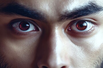 Poster - A captivating close-up of a man's eyes, featuring striking red accents that evoke a sense of mystery and intensity, perfect for themes of intrigue and allure.