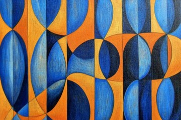 Leinwandbilder - A mesmerizing pattern composed of striking blue and orange shapes, presenting a vibrant interplay of colors and forms that energizes the viewer.