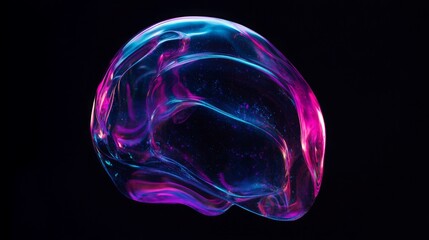 Wall Mural - Macro glass 3d Y2K render abstract  bubble. Transparent glassmorphism modern texture. Holographic curved wave in motion. Gradient design element.