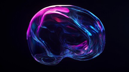 Wall Mural - Macro glass 3d Y2K render abstract  bubble. Transparent glassmorphism modern texture. Holographic curved wave in motion. Gradient design element.