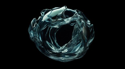 Wall Mural - Macro glass 3d Y2K render abstract  bubble. Transparent glassmorphism modern texture. Holographic curved wave in motion. Gradient design element.
