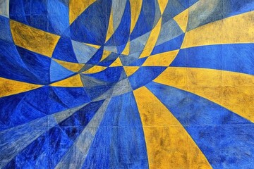 Aufkleber - An extraordinary abstract artwork showcasing blue and yellow elements woven together, representing creative energy and the artful merging of contrasting colors.