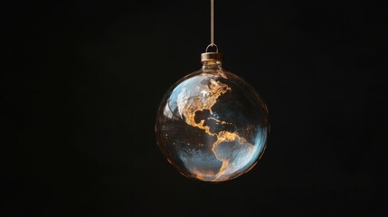 Wall Mural - Earth Day Environment Concept - Globe Glass Glowing isolated on black background. Abstract planet sphere in Space 3d brutalism design