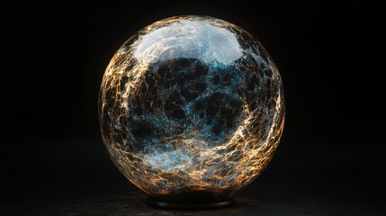 Wall Mural - Earth Day Environment Concept - Globe Glass Glowing isolated on black background. Abstract planet sphere in Space 3d brutalism design