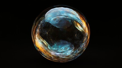 Wall Mural - Earth Day Environment Concept - Globe Glass Glowing isolated on black background. Abstract planet sphere in Space 3d brutalism design