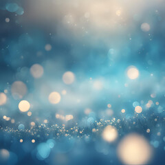 Poster - A captivating blue background featuring soft bokeh lights and shimmering particles, creating a serene and magical atmosphere ideal for various design projects.