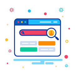 Aufkleber - Website search interface featuring a colorful design with a search bar and user profile icon for easy navigation