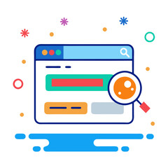 Poster - Web search interface featuring colorful elements and a magnifying glass in a playful design