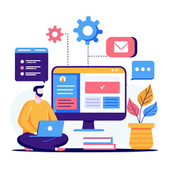 Aufkleber - Creative web development with programming concepts and digital tools in a modern workspace environment