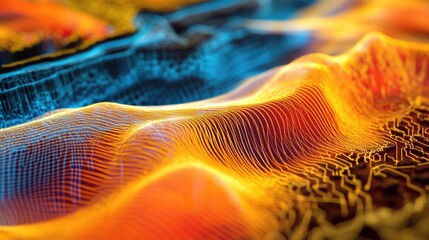 Poster - A scientific close-up of electromagnetic field lines, illustrating how they interact with electronic circuits and devices.