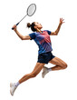 © FP Creative Stock - Pro female badminton player doing jumping smash on isolated background