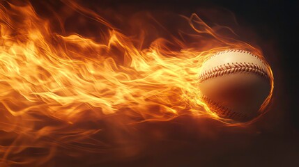 Wall Mural - Baseball ball moving fast creates blazing trail, producing a dramatic and spectacular visual display