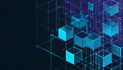 The graphic design element and abstract geometric background with isometric digital blocks. Blockchain concept and modern technology ,


