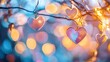 © Nuttaya Nampai - Heart-shaped bokeh lights glowing softly in a mix of warm and pastel tones, floating across a subtle blurred background.