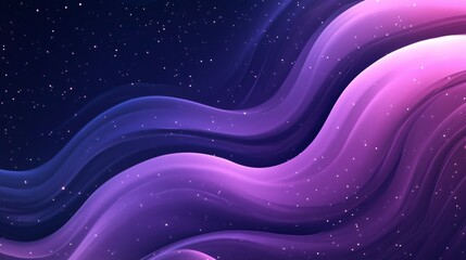 Wall Mural - Purple and blue wave with a lot of stars. The wave is very long and it looks like it is moving