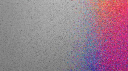 Poster - Vibrant color gradient with sparkling particles on a textured gray background, ideal for artistic design projects.