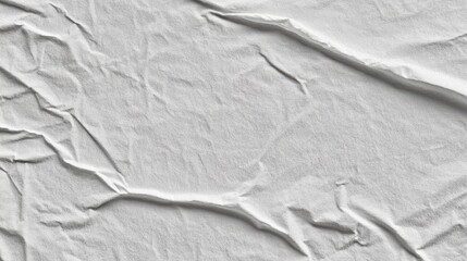Poster - Textured crumpled white paper background with delicate folds and shadows creating an abstract and artistic feel.