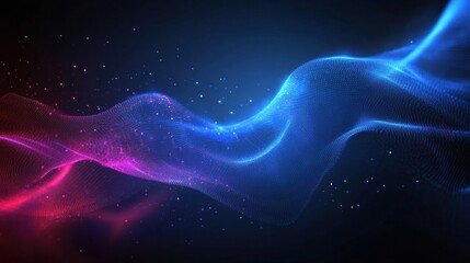 Poster - Abstract wave design in vibrant blue and pink, showcasing dynamic movement and fluidity in a digital space.