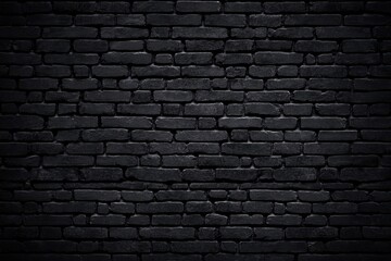 Poster - A textured black brick wall, perfect for backgrounds or creative projects requiring a dark and moody aesthetic.