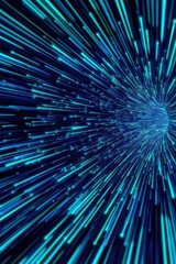 Poster - Abstract image of glowing blue lines creating a sense of motion and depth, perfect for technology and background themes.