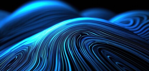 Poster - Abstract blue waves with flowing lines create a mesmerizing visual pattern suitable for backgrounds or designs.