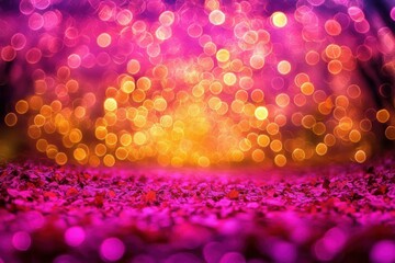 Poster - A vibrant background of colorful bokeh lights with a floral touch, perfect for festive and celebratory themes.