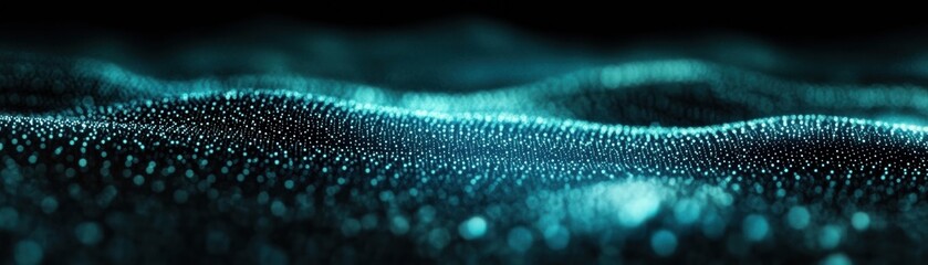 Poster - Abstract wave pattern with glowing points of light, creating a tranquil and futuristic atmosphere.