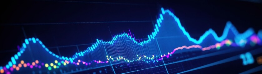 Poster - Dynamic financial graph displaying market trends and analysis with vibrant colors on a digital interface.