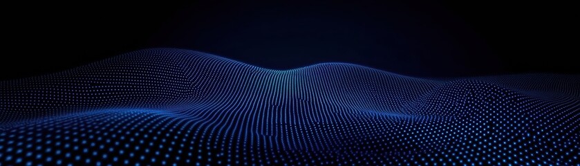 Poster - Abstract waves of blue dots create a mesmerizing digital landscape, evoking a sense of depth and motion.