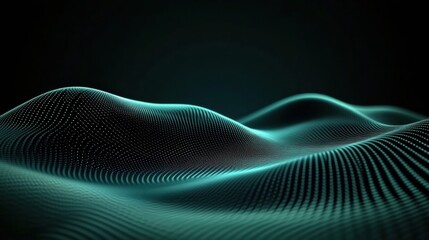 Poster - Abstract wave patterns in dark colors, showcasing vibrant lines and peaks, ideal for technology or digital design themes.