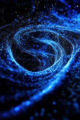 Poster - a mesmerizing swirl of blue particles in a cosmic background, evoking a sense of movement and depth 