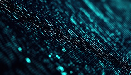 Poster - Close-up of glowing blue digital data patterns on a textured background, perfect for technology and abstract themes.