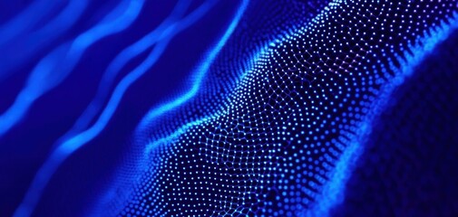Aufkleber - Abstract blue waves with glowing dots create a mesmerizing digital background for technology and innovation themes.