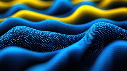 Poster - abstract waves of blue and yellow create a mesmerizing texture, perfect for backgrounds or design pr