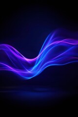 Wall Mural - Dynamic abstract waves of purple and blue light on a dark background, creating a sense of movement and energy.