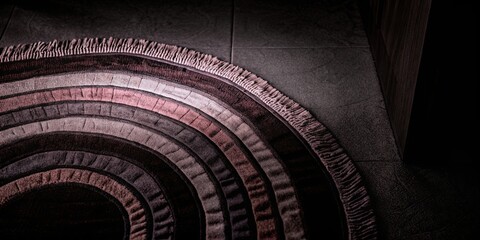 Poster - A rug with a dark brown and tan color pattern