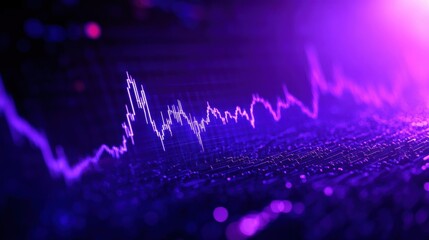Poster - vibrant digital sound wave representation in purple tones, ideal for music, technology, and artistic
