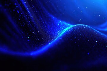Poster - Captivating blue waves of light with sparkling particles, creating a mesmerizing abstract background for creative projects.