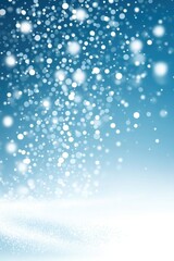 Poster - Enchanting winter background featuring soft, glowing snowflakes cascading through a serene blue sky.