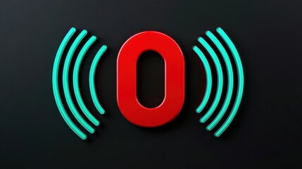 Poster - Modern abstract design featuring a bold letter 'O' with sound waves, perfect for technology or communication themes.